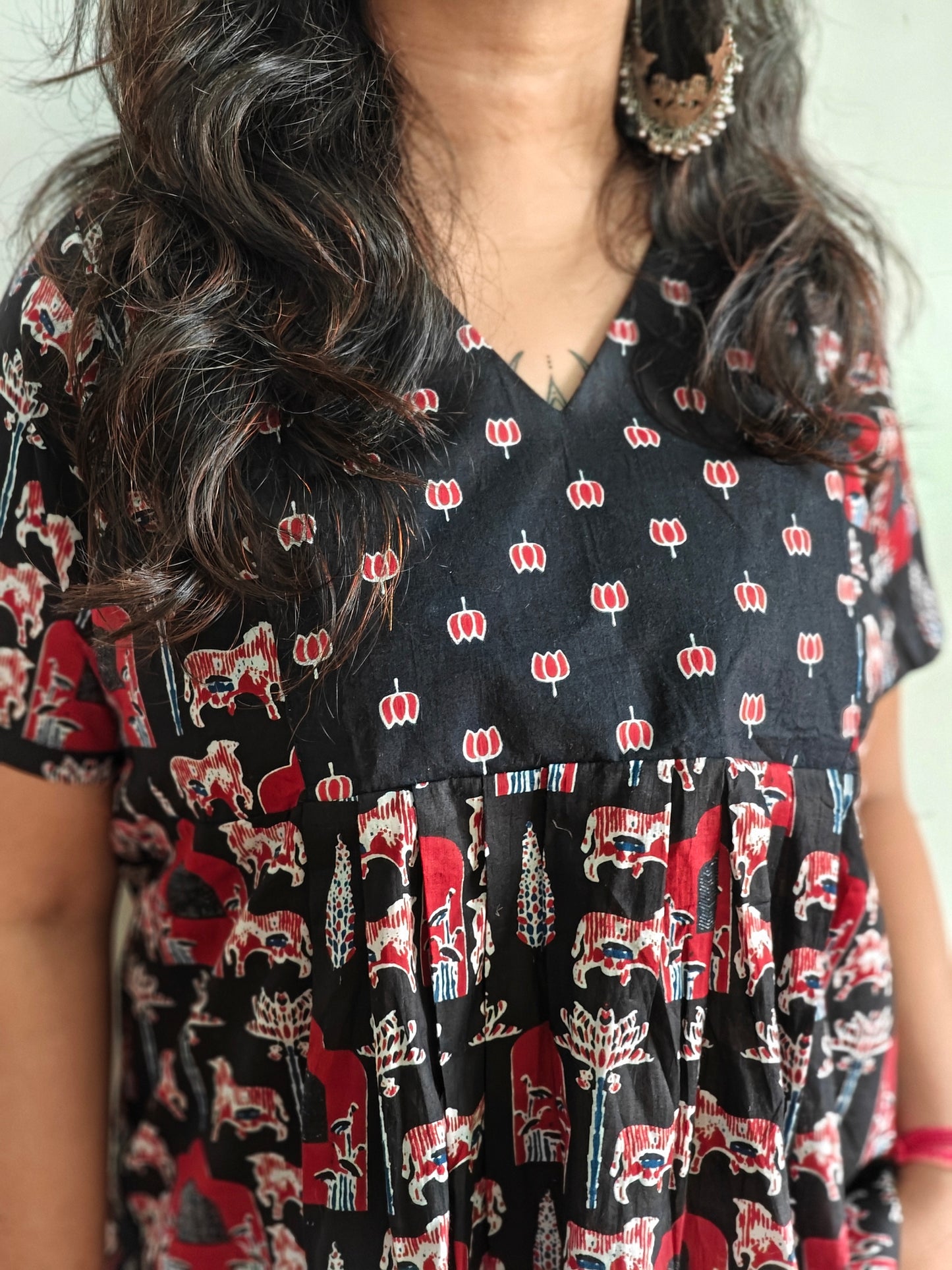 Black Cotton Ajrakh Top