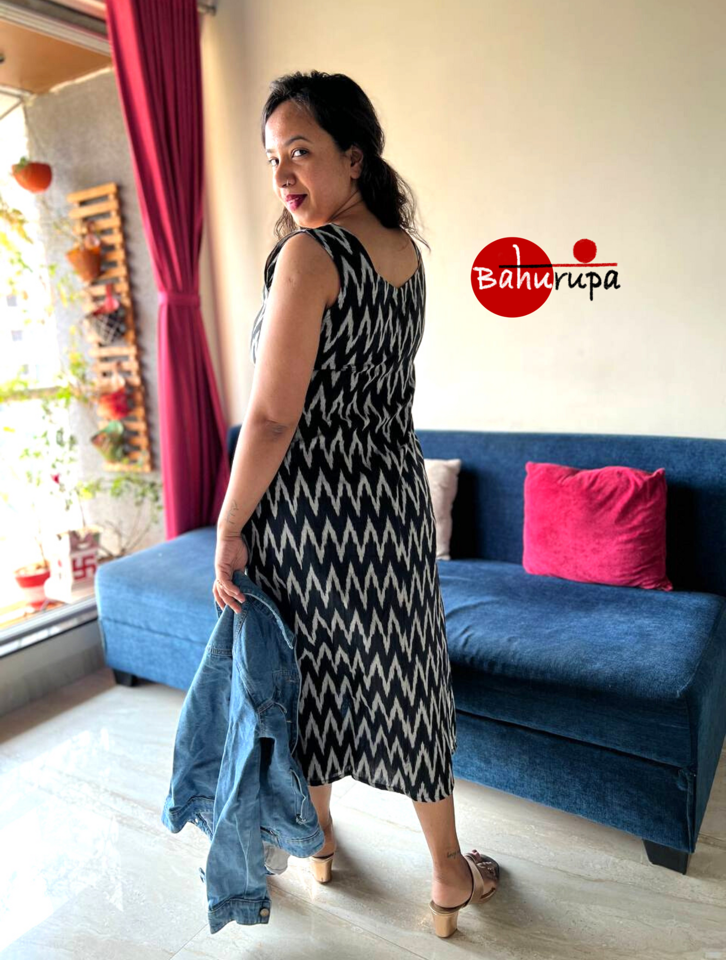Black Handloom Ikkat Dress