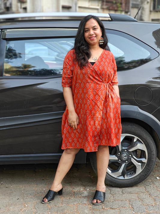 Rust Wrap Around Dress